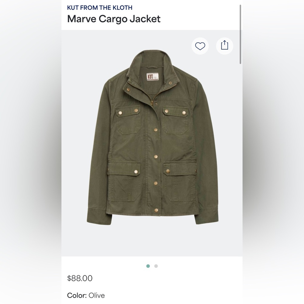 Kut from the Kloth Marve Cargo Jacket in Olive - XS